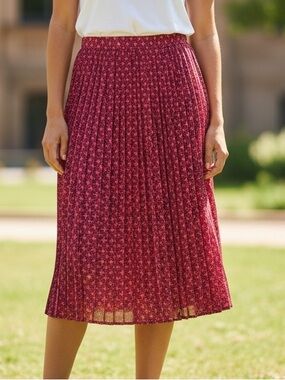 Banana Republic Classic Pink Pleated Elastic Waist Midi Skirt Size XS